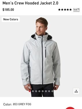 Helly Hansen Men’s Hooded Rain Jacket — Light Grey